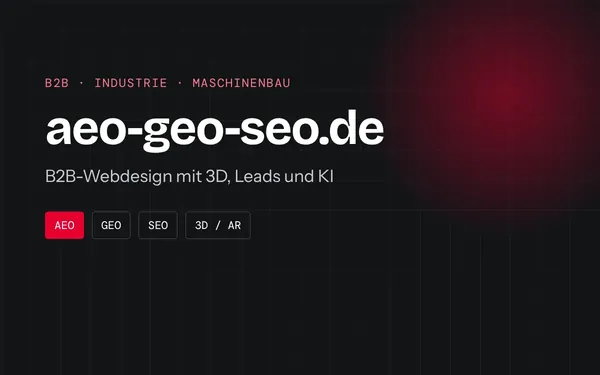 aeo-geo-seo.de – B2B-Webdesign mit 3D, Leads und KI